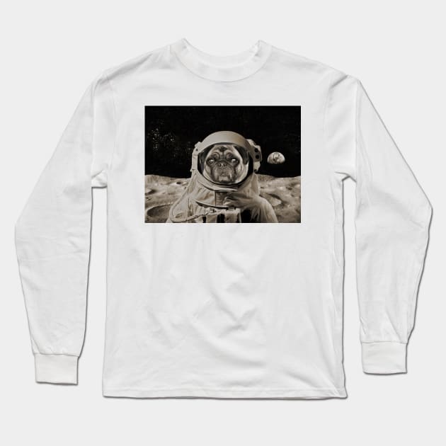 The Astronaut Pug Long Sleeve T-Shirt by candiscamera